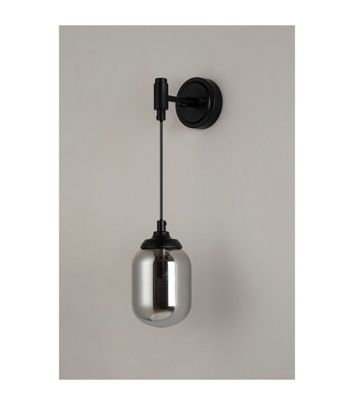 Richmond Adjustable Wall Light 1 Light G9 IP44 Satin Black/Smoke Smooth Tubular Glass-7