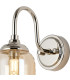 Richmond Curved Arm Wall Light 1 Light G9 IP44 Polished Nickel/Amber Smooth Tubular Glass-6