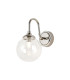 Richmond Curved Arm Wall Light 1 Light G9 IP44 Polished Nickel/Clear Smooth Round Glass-1