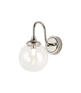 Richmond Curved Arm Wall Light 1 Light G9 IP44 Polished Nickel/Clear Smooth Round Glass-1
