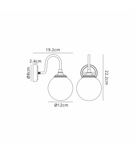 Richmond Curved Arm Wall Light 1 Light G9 IP44 Polished Nickel/Clear Smooth Round Glass-2
