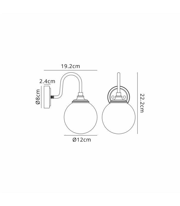 Richmond Curved Arm Wall Light 1 Light G9 IP44 Polished Nickel/Clear Smooth Round Glass-2