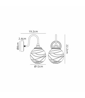 Richmond Curved Arm Wall Light 1 Light G9 IP44 Polished Nickel/Clear Dune Effect Round Glass-2