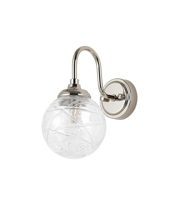 Richmond Curved Arm Wall Light 1 Light G9 IP44 Polished Nickel/Clear Dune Effect Round Glass-4