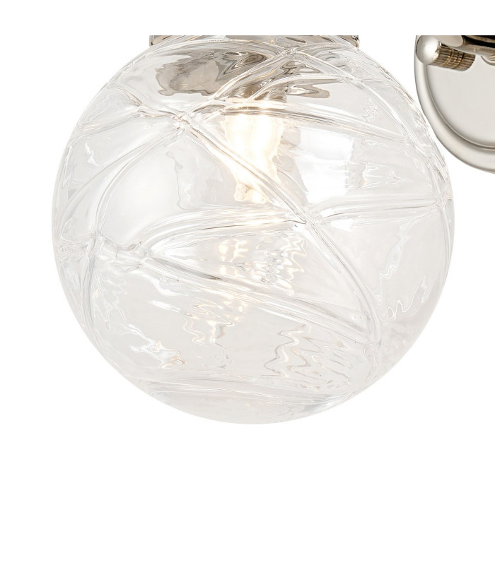 Richmond Curved Arm Wall Light 1 Light G9 IP44 Polished Nickel/Clear Dune Effect Round Glass-5