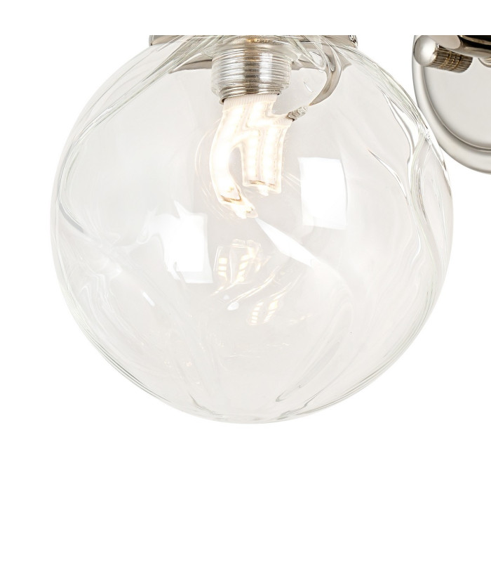 Richmond Curved Arm Wall Light 1 Light G9 IP44 Polished Nickel/Clear Waved Round Glass-5