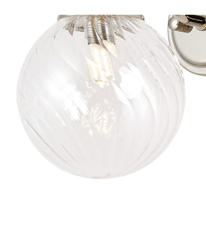 Richmond Curved Arm Wall Light 1 Light G9 IP44 Polished Nickel/Clear Swirl Round Glass-5