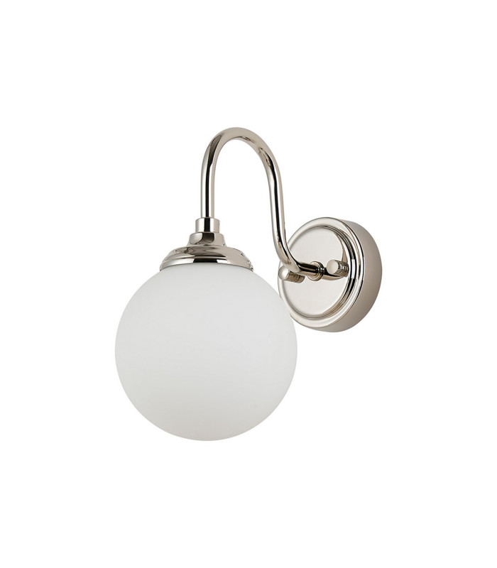 Richmond Curved Arm Wall Light 1 Light G9 IP44 Polished Nickel/Opal Smooth Round Glass-5