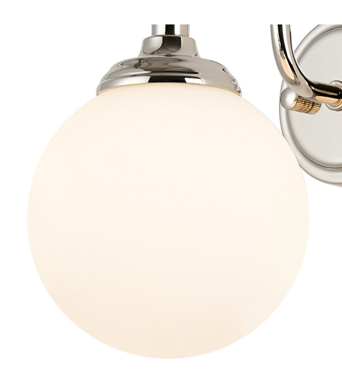 Richmond Curved Arm Wall Light 1 Light G9 IP44 Polished Nickel/Opal Smooth Round Glass-7