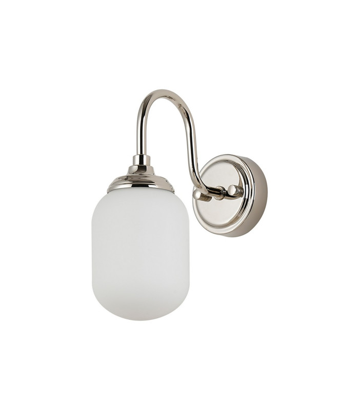 Richmond Curved Arm Wall Light 1 Light G9 IP44 Polished Nickel/Opal Smooth Tubular Glass-4