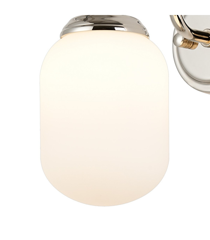 Richmond Curved Arm Wall Light 1 Light G9 IP44 Polished Nickel/Opal Smooth Tubular Glass-5