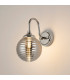 Richmond Curved Arm Wall Light 1 Light G9 IP44 Polished Nickel/Smoke Ribbed Round Glass-3