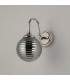 Richmond Curved Arm Wall Light 1 Light G9 IP44 Polished Nickel/Smoke Ribbed Round Glass-7