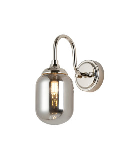 Richmond Curved Arm Wall Light 1 Light G9 IP44 Polished Nickel/Smoke Smooth Tubular Glass-1
