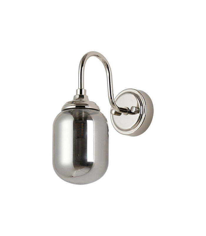 Richmond Curved Arm Wall Light 1 Light G9 IP44 Polished Nickel/Smoke Smooth Tubular Glass-4