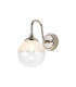 Richmond Curved Arm Wall Light 1 Light G9 IP44 Polished Nickel/White Two-Tone Snow Specks Round Glass-1