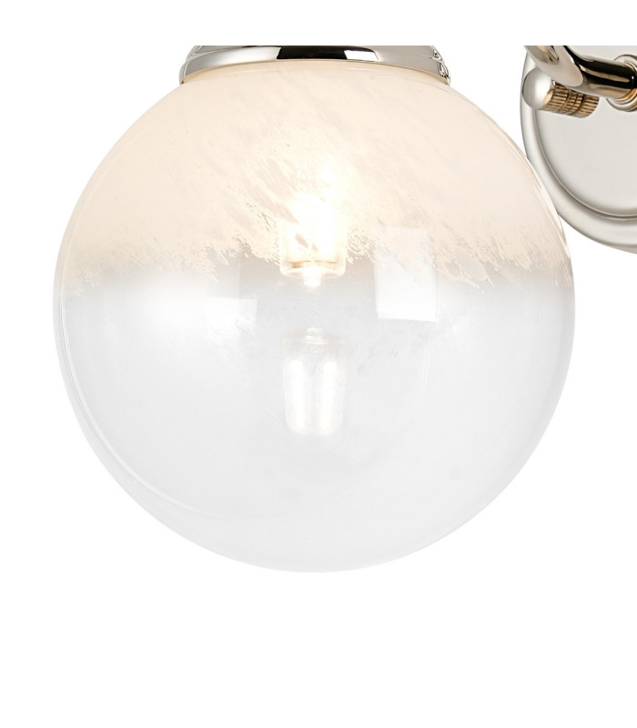 Richmond Curved Arm Wall Light 1 Light G9 IP44 Polished Nickel/White Two-Tone Snow Specks Round Glass-5
