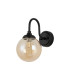 Richmond Curved Arm Wall Light 1 Light G9 IP44 Satin Black/Amber Smooth Round Glass-4