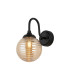 Richmond Curved Arm Wall Light 1 Light G9 IP44 Satin Black/Amber Ribbed Round Glass-1