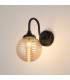 Richmond Curved Arm Wall Light 1 Light G9 IP44 Satin Black/Amber Ribbed Round Glass-3