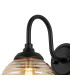 Richmond Curved Arm Wall Light 1 Light G9 IP44 Satin Black/Amber Ribbed Round Glass-6