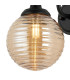 Richmond Curved Arm Wall Light 1 Light G9 IP44 Satin Black/Amber Ribbed Round Glass-7