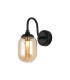 Richmond Curved Arm Wall Light 1 Light G9 IP44 Satin Black/Amber Smooth Tubular Glass-1
