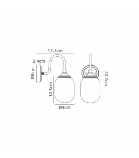 Richmond Curved Arm Wall Light 1 Light G9 IP44 Satin Black/Amber Smooth Tubular Glass-2