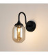 Richmond Curved Arm Wall Light 1 Light G9 IP44 Satin Black/Amber Smooth Tubular Glass-3