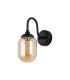 Richmond Curved Arm Wall Light 1 Light G9 IP44 Satin Black/Amber Smooth Tubular Glass-4