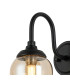 Richmond Curved Arm Wall Light 1 Light G9 IP44 Satin Black/Amber Smooth Tubular Glass-6