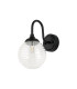 Richmond Curved Arm Wall Light 1 Light G9 IP44 Satin Black/Clear Ribbed Round Glass-3