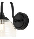 Richmond Curved Arm Wall Light 1 Light G9 IP44 Satin Black/Clear Ribbed Round Glass-6