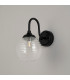Richmond Curved Arm Wall Light 1 Light G9 IP44 Satin Black/Clear Ribbed Round Glass-7
