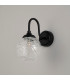 Richmond Curved Arm Wall Light 1 Light G9 IP44 Satin Black/Clear Dune Effect Round Glass-8