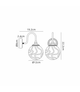 Richmond Curved Arm Wall Light 1 Light G9 IP44 Satin Black/Clear Waved Round Glass-2