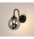 Richmond Curved Arm Wall Light 1 Light G9 IP44 Satin Black/Smoke Smooth Round Glass-3