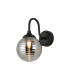 Richmond Curved Arm Wall Light 1 Light G9 IP44 Satin Black/Smoke Ribbed Round Glass-1