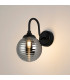 Richmond Curved Arm Wall Light 1 Light G9 IP44 Satin Black/Smoke Ribbed Round Glass-3