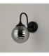 Richmond Curved Arm Wall Light 1 Light G9 IP44 Satin Black/Smoke Ribbed Round Glass-8