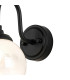 Richmond Curved Arm Wall Light 1 Light G9 IP44 Satin Black/White Two-Tone Snow Specks Round Glass-7