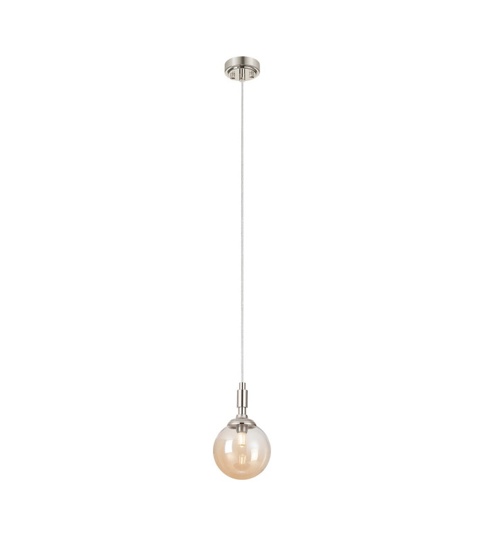 Richmond 12cm Pendant 1 Light G9 IP44 Polished Nickel/Amber Smooth Round Glass-4