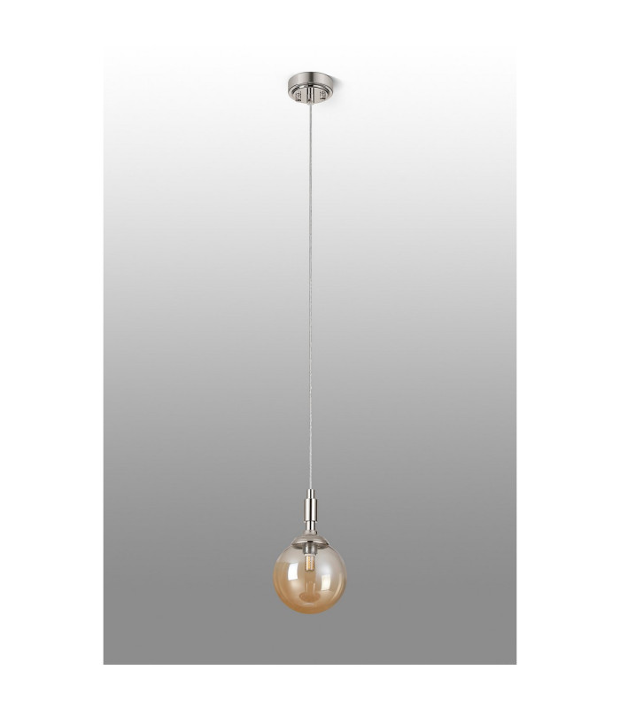 Richmond 12cm Pendant 1 Light G9 IP44 Polished Nickel/Amber Smooth Round Glass-8