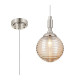 Richmond 12cm Pendant 1 Light G9 IP44 Polished Nickel/Amber Ribbed Round Glass-1