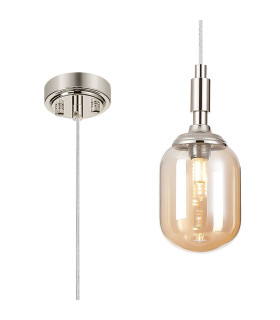 Richmond 9cm Pendant 1 Light G9 IP44 Polished Nickel/Amber Smooth Tubular Glass-1