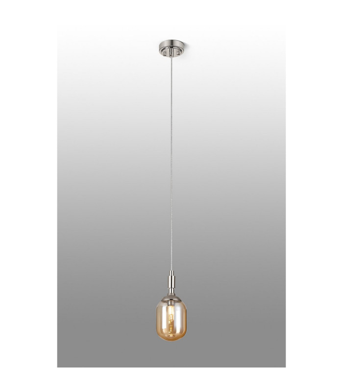 Richmond 9cm Pendant 1 Light G9 IP44 Polished Nickel/Amber Smooth Tubular Glass-3