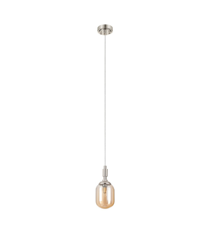 Richmond 9cm Pendant 1 Light G9 IP44 Polished Nickel/Amber Smooth Tubular Glass-5