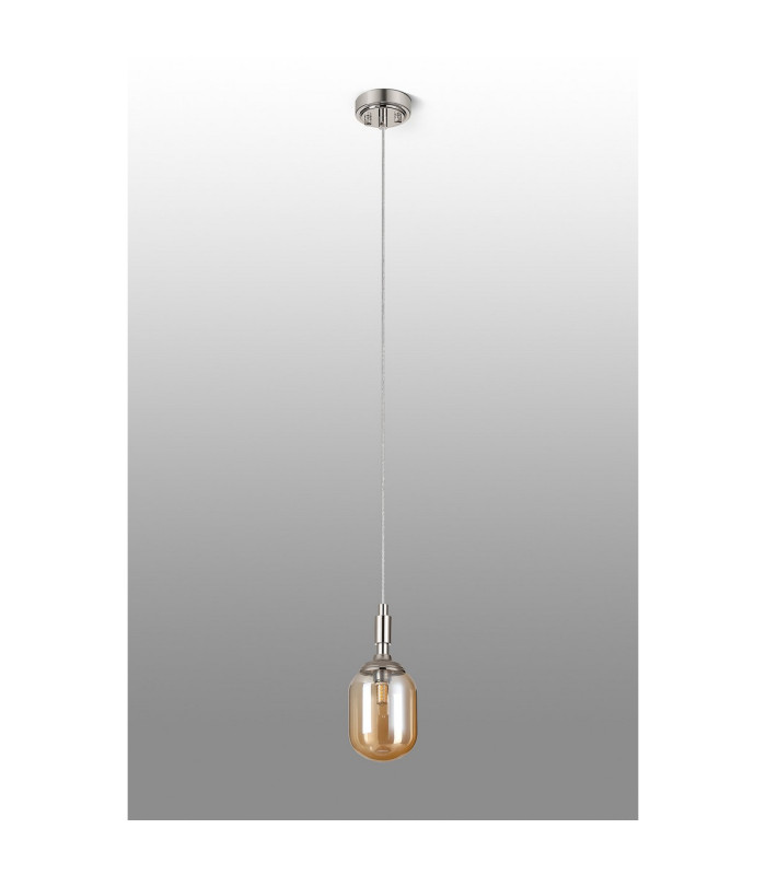 Richmond 9cm Pendant 1 Light G9 IP44 Polished Nickel/Amber Smooth Tubular Glass-8