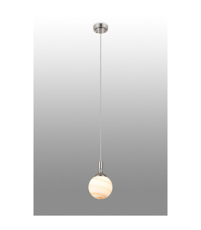 Richmond 12cm Pendant 1 Light G9 IP44 Polished Nickel/Brown/White Round Marble Effect Glass-3