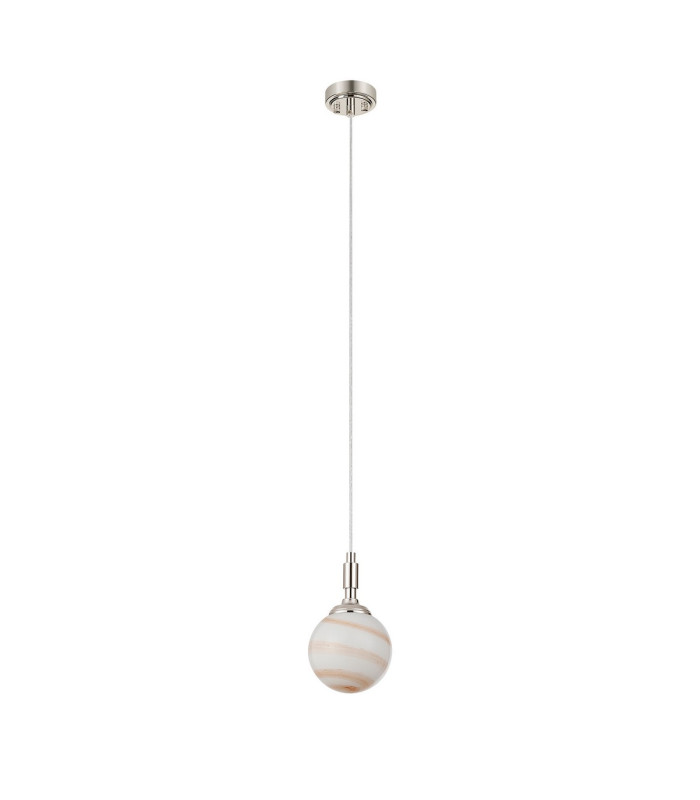 Richmond 12cm Pendant 1 Light G9 IP44 Polished Nickel/Brown/White Round Marble Effect Glass-5